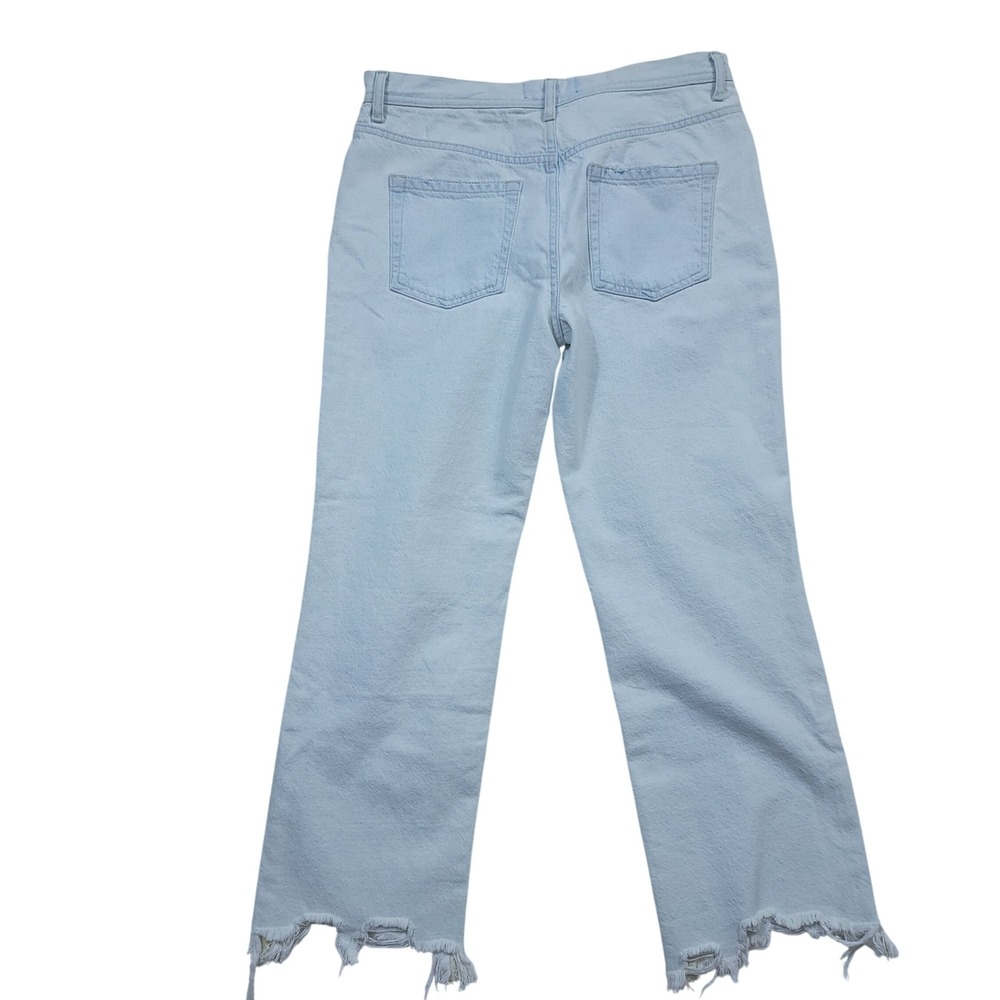 We The Free Jeans Womens 28 Light Blue Destroyed Straight Leg Button Fly Grunge - Picture 2 of 7